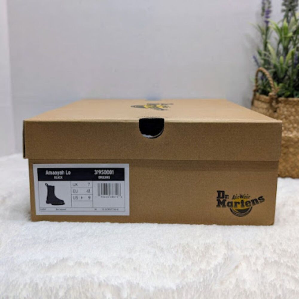 Dr. Martens Amaayah Lo Black Orleans Leather Square Toe Boots UK 7 NIB - Picture 12 of 13